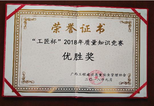 九游集团有限公司
喜获全区“工匠杯”2018年质量知识竞赛佳绩